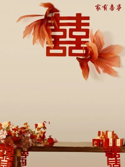 新中式家有喜事喜嫁风婚纱照模板情侣室内写真照后期合成psd素材(5)