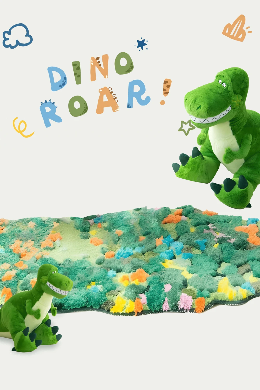 可爱卡通毛绒恐龙背景亲子儿童写真模板影楼后期合成psd设计素材(5)