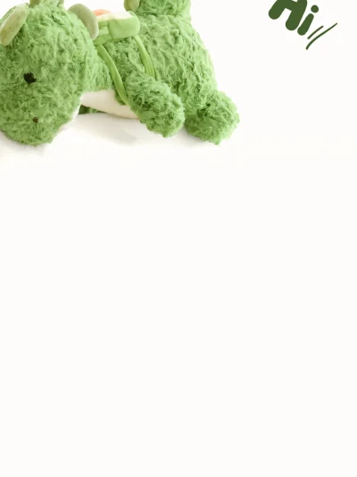 简约绿色可爱毛绒恐龙玩偶儿童宝宝写真影楼后期合成psd素材模板(1)