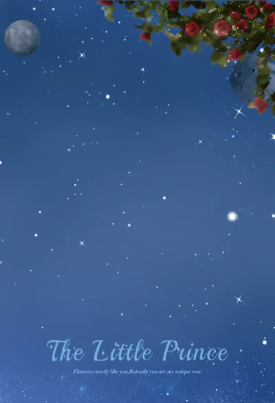 小王子星球玫瑰主题背景儿童宝宝写真照影楼后期合成psd素材模板(4)