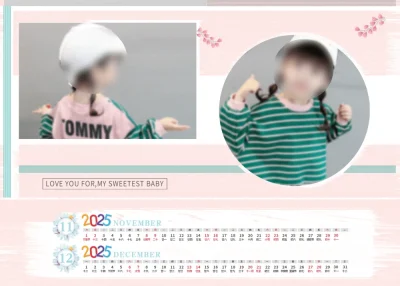 儿童艺术照展示台历模板 带相框风格设计(21).psd
