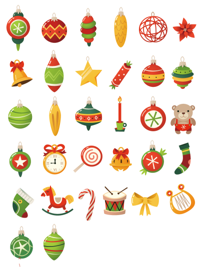 圣诞节装饰素材：麋鹿、礼物与帽子创意图(50).ai