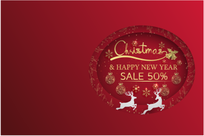 奢华风格圣诞主题促销海报设计素材，包含麋鹿与圣诞树元素(29).ai