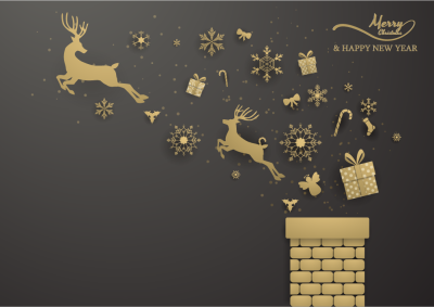 创意黑金圣诞节礼物麋鹿圣诞树宣传促销活动海报模板AI设计素材(31)