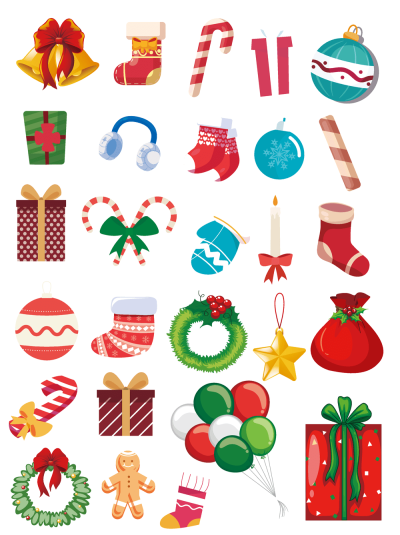 圣诞节圣诞树圣诞老人小孩礼物小ICON卡通图标免抠元素(66).ai