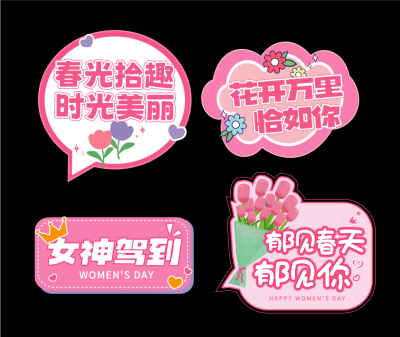 三八节专属创意手举牌 甜美小仙女元素节日氛围神器(6).ai