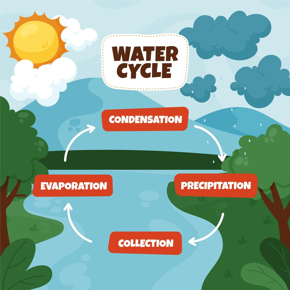 自然水循环系统图：地球、海洋与降水的创意设计参考(31).eps