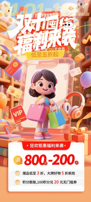 双11营销宣传活动电商海报模板PSD设计素材(125)