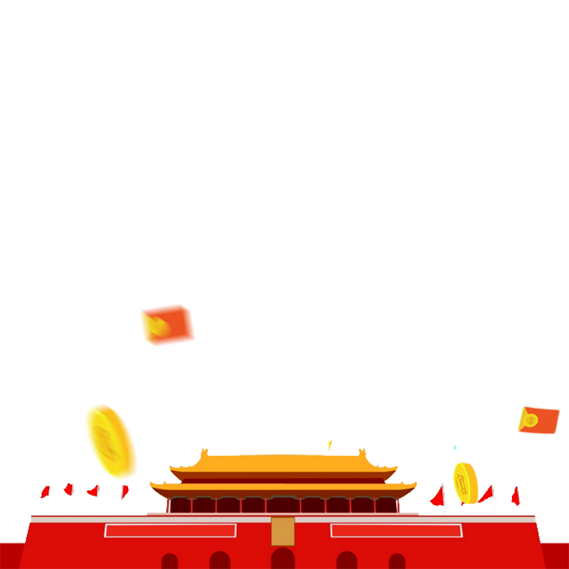 金色天安门建筑线条插画 | 创意设计背景素材库(45).psd